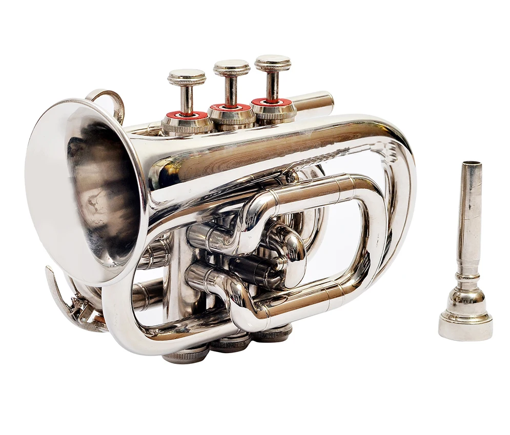New Professional  Pocket Trumpet Nickel Bb Pitch Premium Quality  With Include Hardcase And Mouthpiece  By Nasir Ali