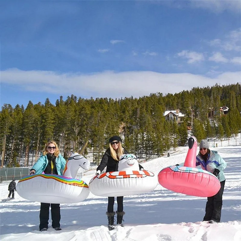 2019 New Winter Sports Durable Flamingo Sled Tube Inflatable Snow Tube for Sale