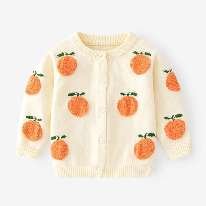 Class Knitted Cardigan Baby Combed  Jacquard Spring  Autumn Girls Sweater