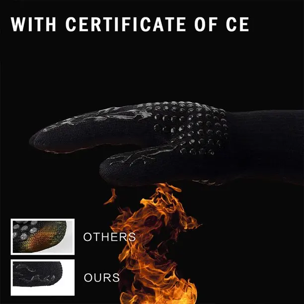 Термостойкие перчатки для барбекю, 1472 F, пищевые кухонные перчатки, Нескользящие силиконовые перчатки для барбекю, гриля