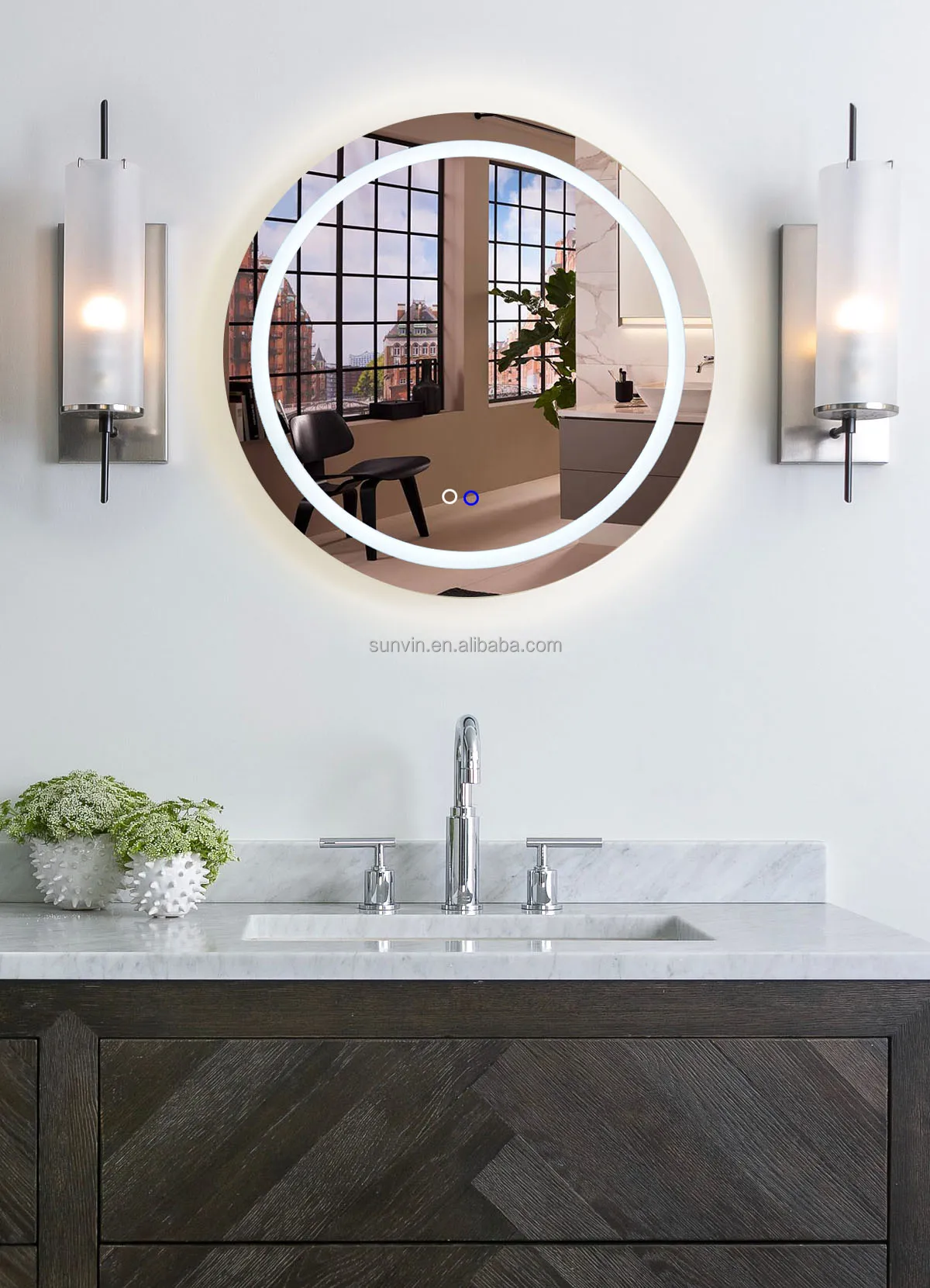 Factory Price Bathroom Mirror TV Dimmable Touch Switch Lighting Smart Led Bathroom compact mirror with led light