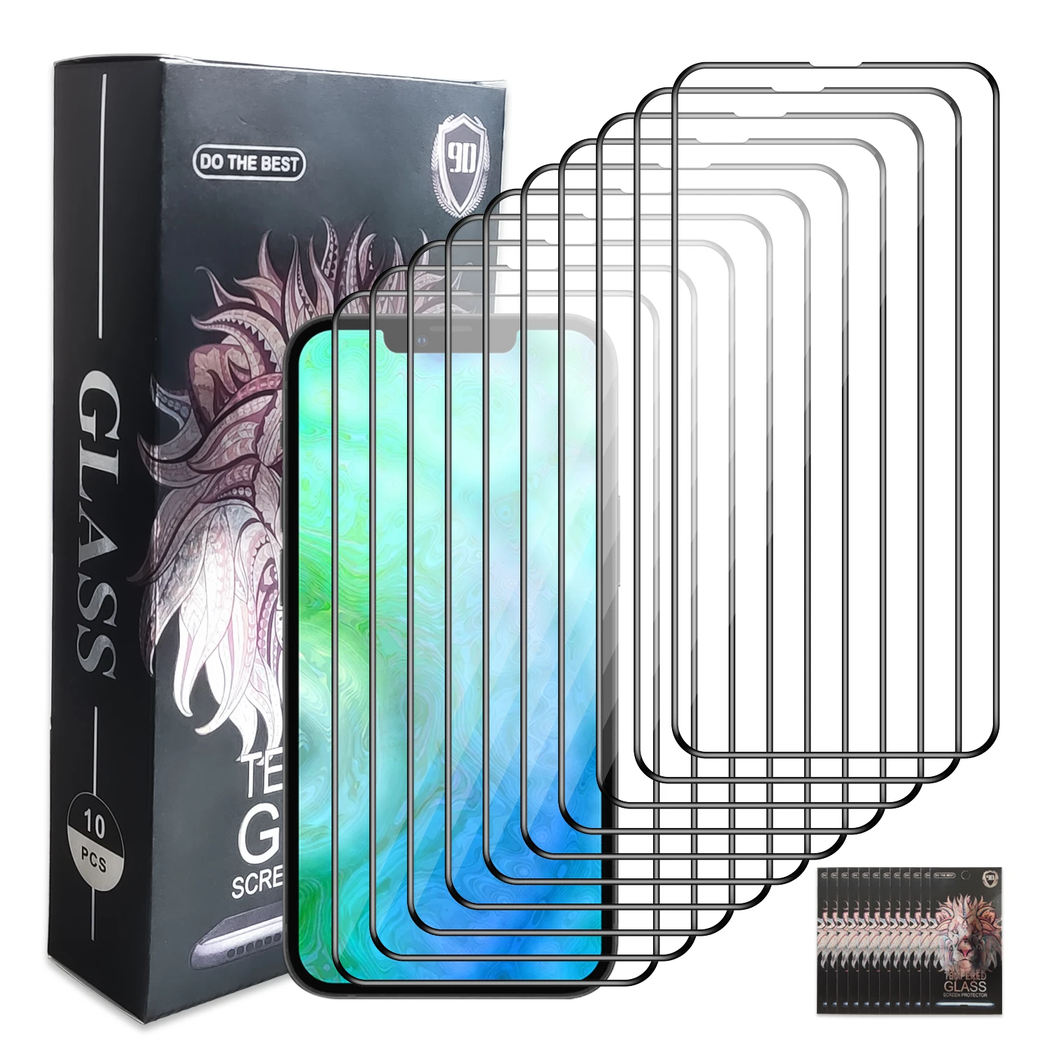 Высококачественное закаленное стекло 9D с полным покрытием для 10 упаковок в 1 коробке, защитная пленка для экрана телефона