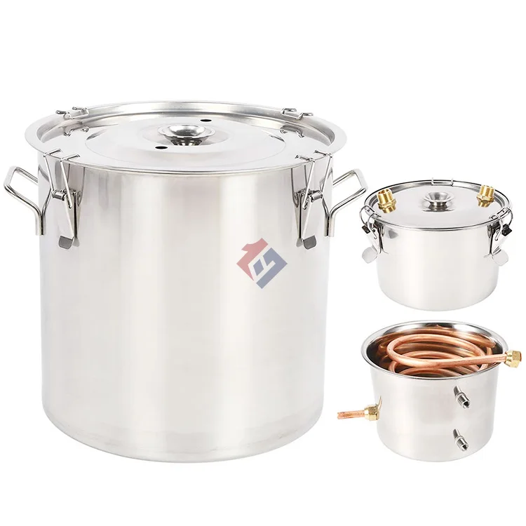 Alcohol Distillation Still Spirits Kit Water Copper Tube Boiler Home Brewing set Stainless Steel