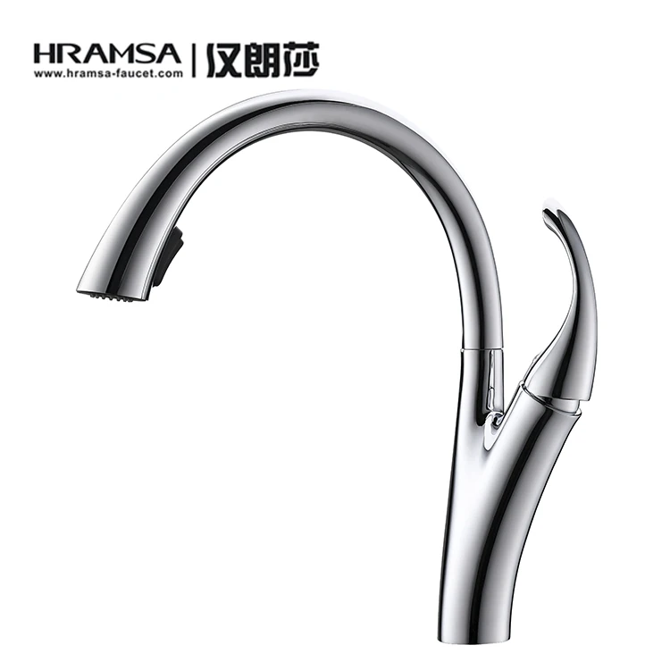 HRAMSA sink mixer faucet single hole Luxury washroom waterfall brass kitchen faucet
