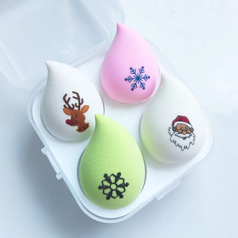 2022 new gifts gradient Christmas hat tree beauty makeup egg sponge dry wet dual use Christmas powder puff blender makeup tools