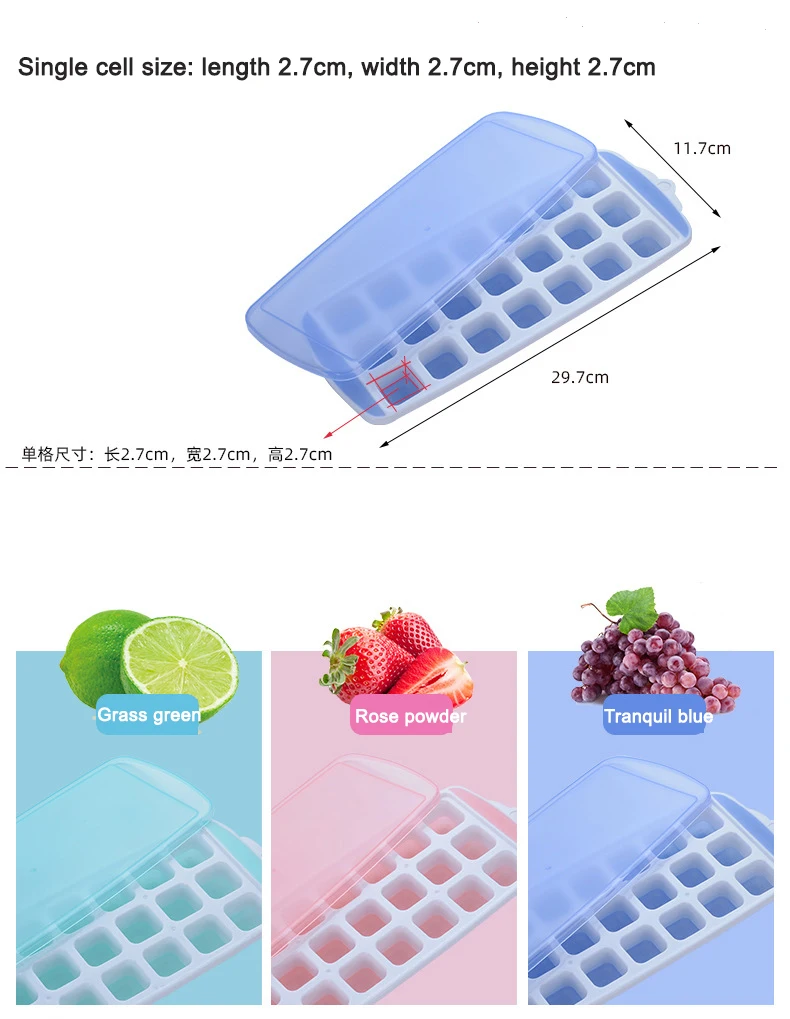 4/10/21/36 Grids Round Square Silicone Customized Ice Cube Mold Home Frozen Ice Cube Refrigerator Plastic Ice with Lid