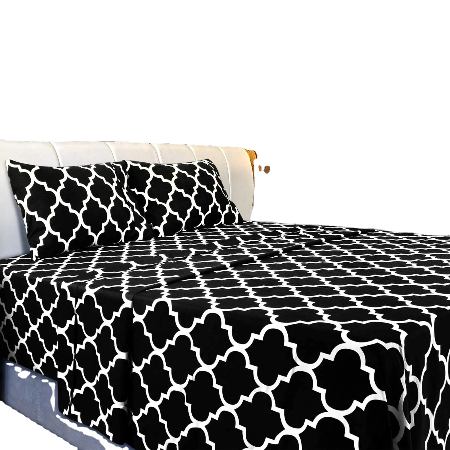 100% polyester Microfiber Fabric Latest New Bed sheet Design 4PC Set in Cal King Size