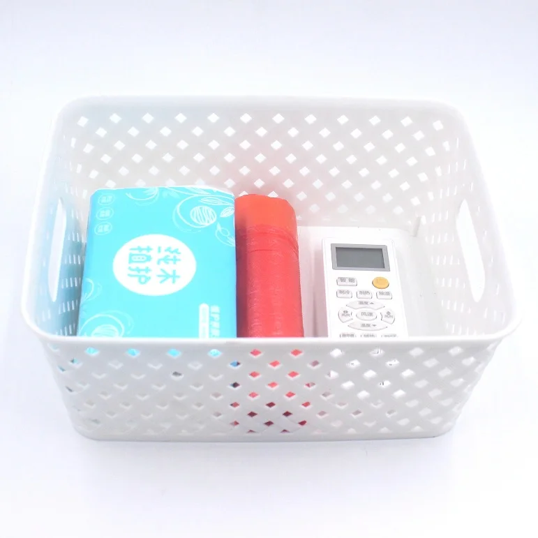 storage basket, plastic sundries storage box, stationery basket with handle