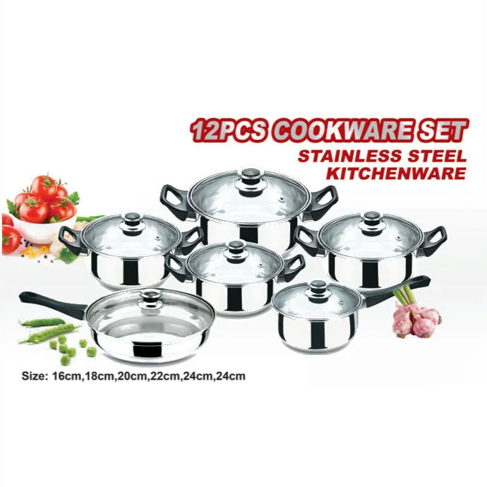 Nice Gift Set 12pcs Promotion Cookware Set Factory Price Stainless Steel Cookware Set For Kitchen