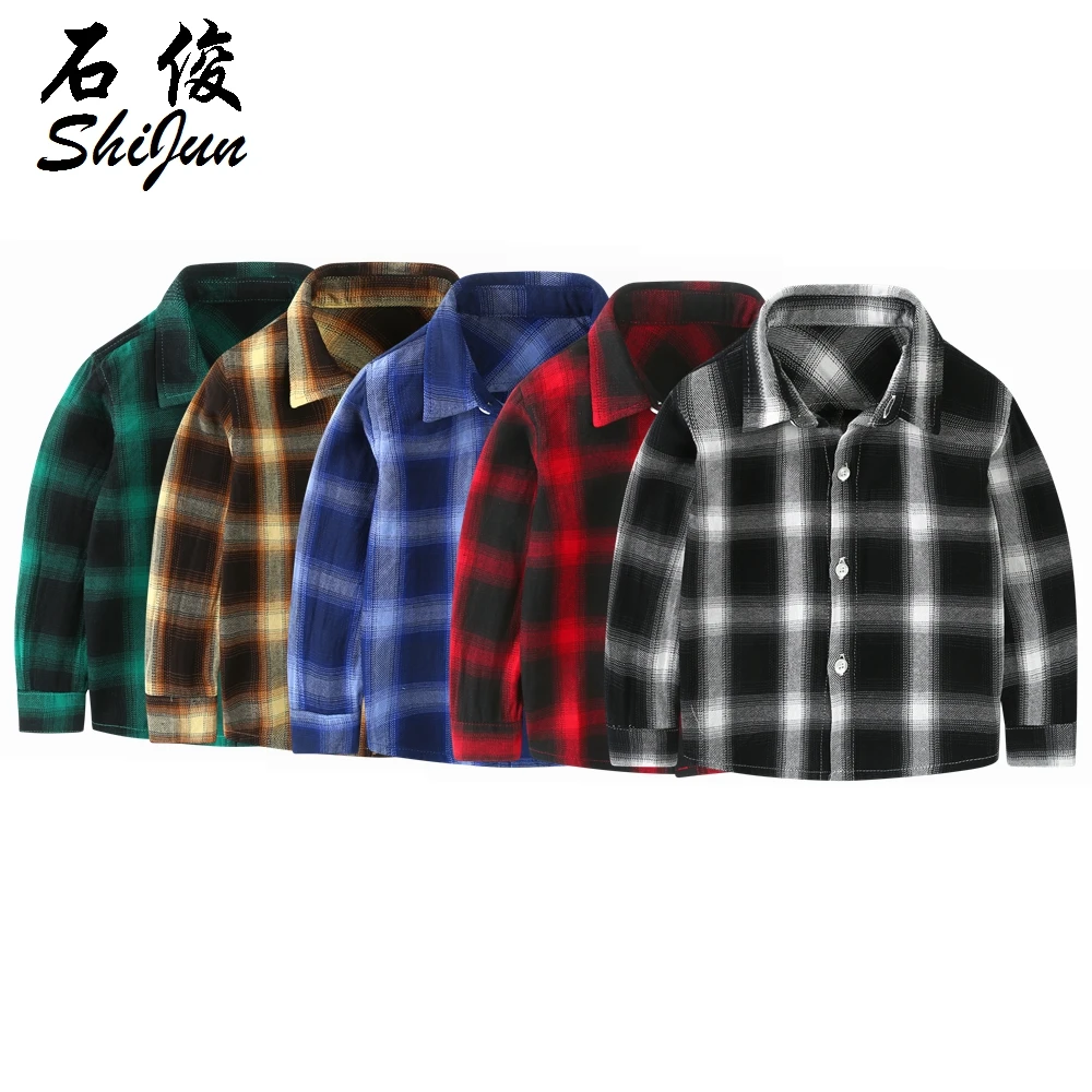 
Shijun Children Clothing Manufacturer Boys 2~12Y Cotton Plaid Kids Boys Shirt  (62173195858)