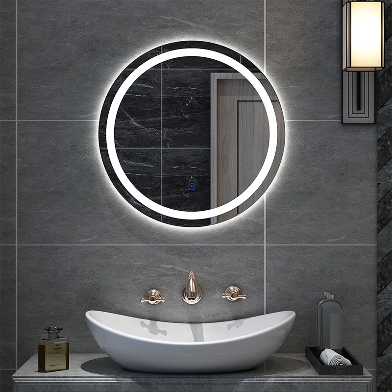 Custom Sample Hotel Villa Single Double Switch Degogger Bath Led Mirrors Round With Time Clock Display