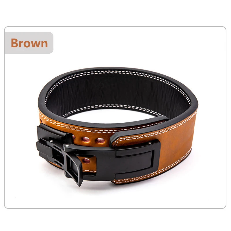 Gym Fitness Custom Logo High Quality Leather Weightlifting Buckle Belt 10mm Powerlifing Lever Belt For Men