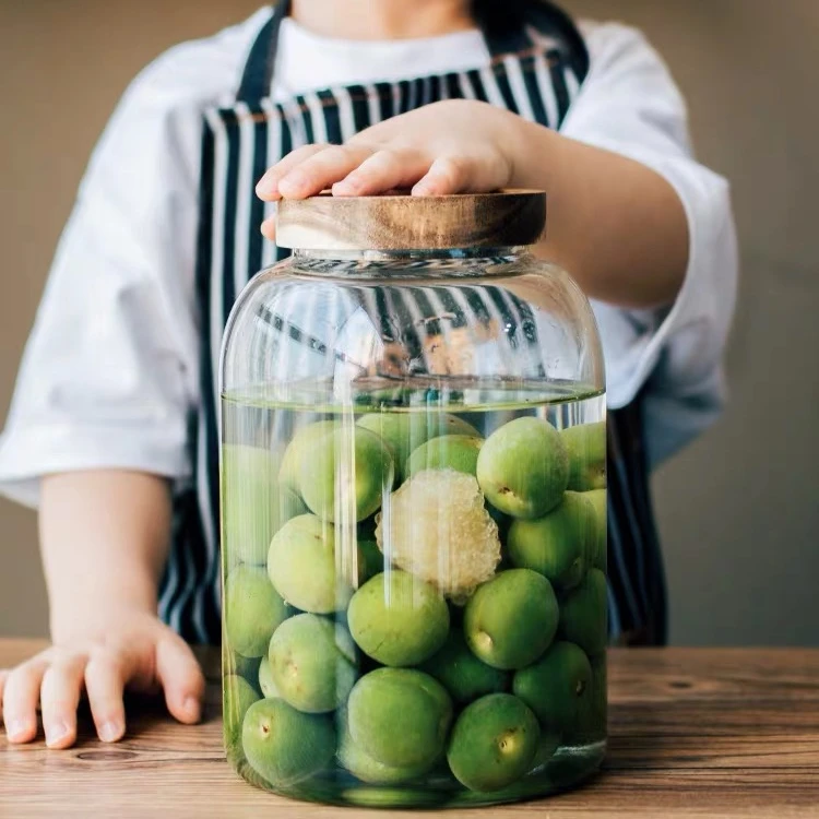 Стеклянная крышка из акации 1300/2000/2800 мл, большая банка из боросиликатного стекла, герметичная банка для хранения