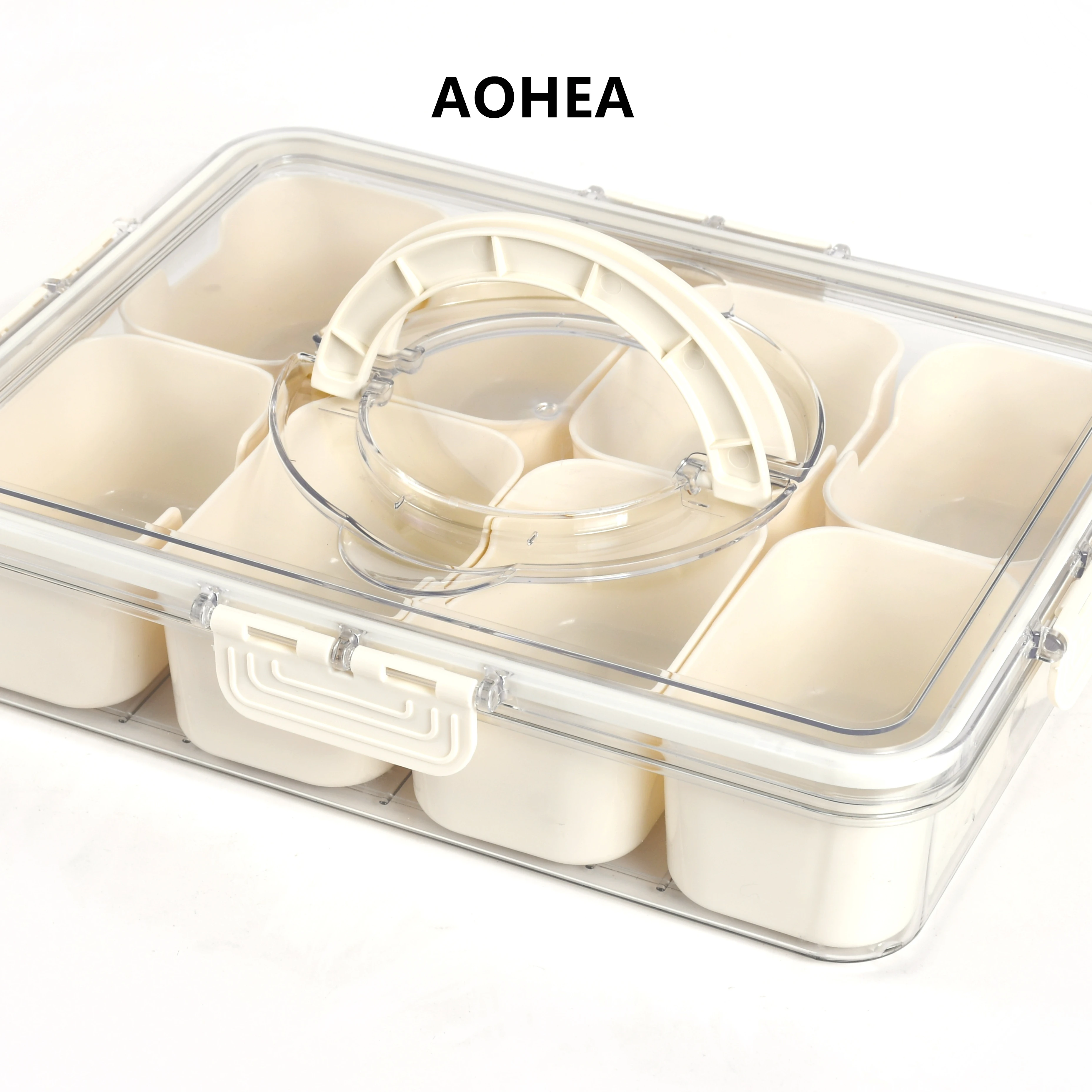 Aohea bpa free 4 8 compart spice storage container sealed container snack fruit tray Organizer pet new fresh-keeping box