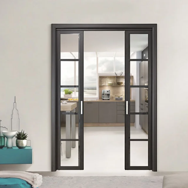 New design custom balcony interior double glass PD sliding swing bathroom aluminum PT door with screen mesh