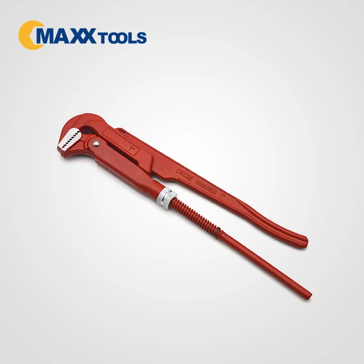 Heavy duty drop forged 90 degree pipe wrench bent nose pipe wrench Crv