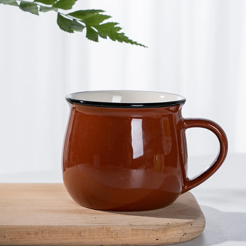 Factory stock ceramic cups, large belly cups, milk breakfast cups, coffee cups, colored glaze mugs, customizable logo