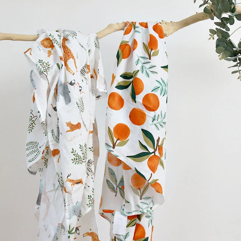 Elinfant 100% cotton 120x110cm muslin swaddle blanket breathable baby  swaddles blanket