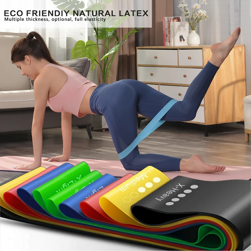 Durable Other Sports and Entertainment Products Latex Exercise Fitness Loop Resistance Band Set of 5 Pc