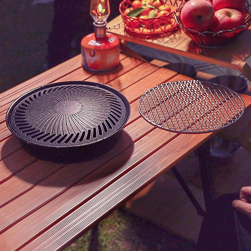 Korean-style Charcoal Grill Outdoor Portable Camping Picnic Non-stick Iron Bbq Grill
