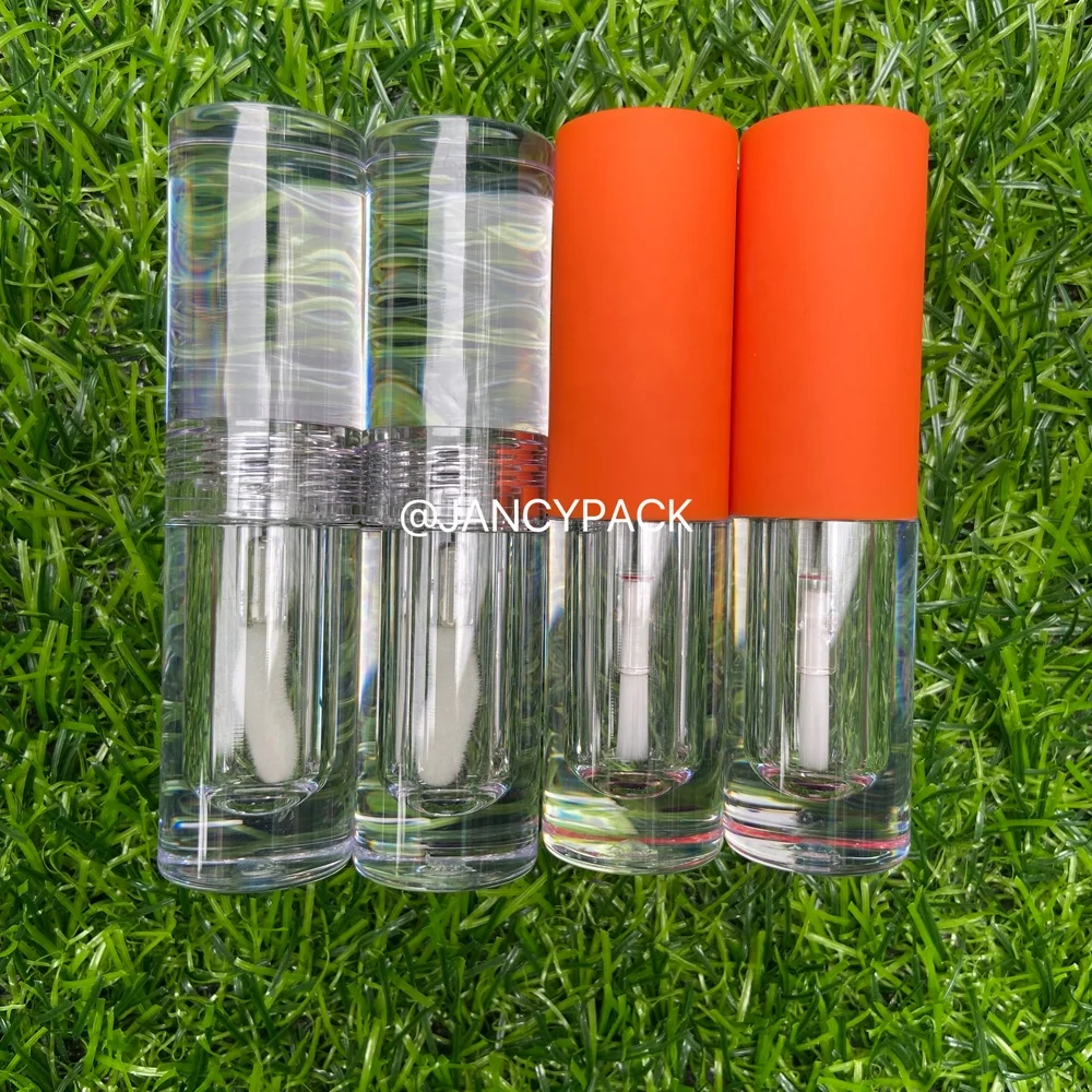 Full Transparent Clear Empty 5.5ML Lip Gloss Bottle Round PET Plastic Lip Gloss Tube big wand lip plumper tubes packaging