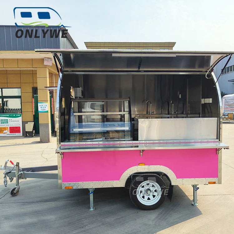 Outdoor Mobile Candy Floss Dessert Food Truck Trailer Street Smoothie Coffee Cupcake Bakery Cart Design for Vendors