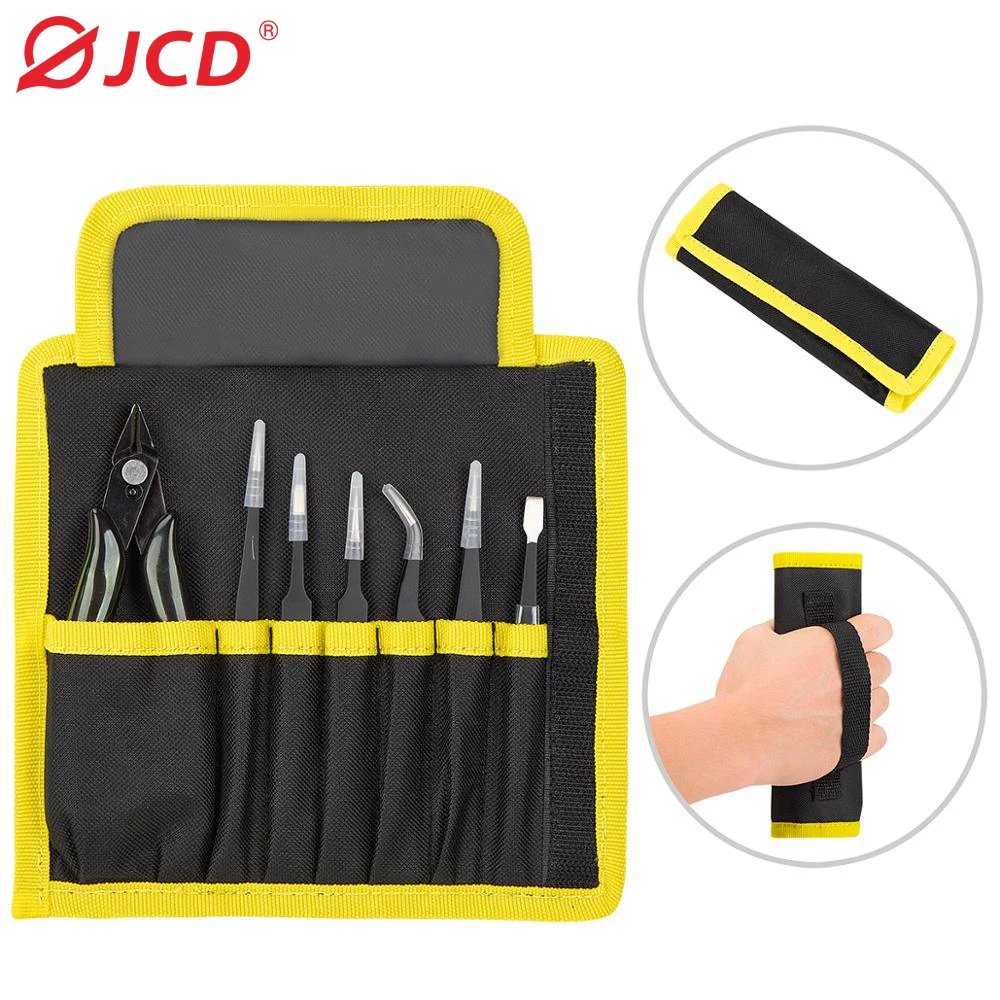 JCD Anti-static precision tweezers set kit stainless steel ESD tweezers electronic repair soldering iron tool