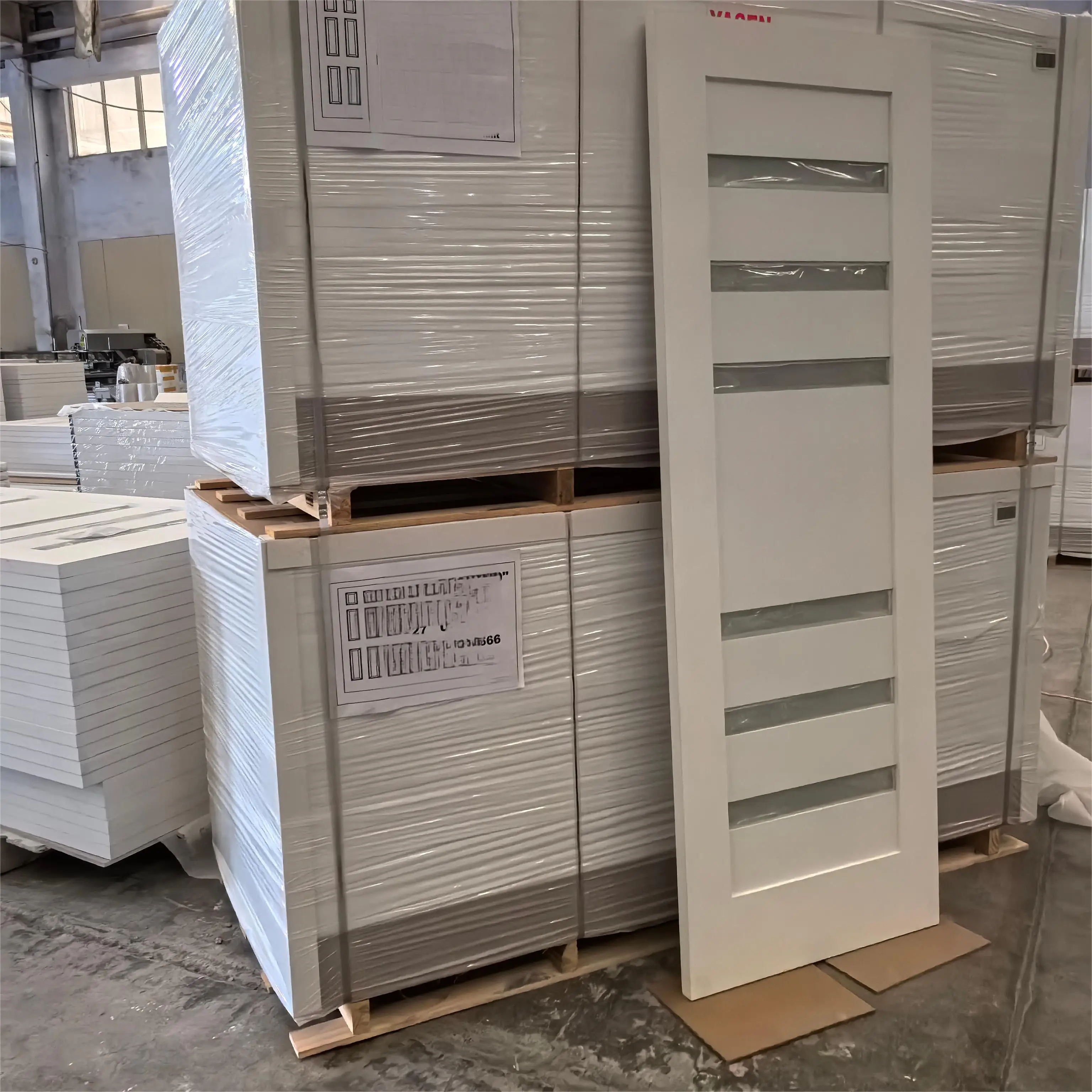 Most Popular 8 Ft Sound Proof Interior White Painted Wood Glass Sliding Doors For Home Office