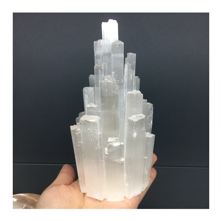 Natural  white gypsum Selenite wand Sticks Selenite tower Gypsum Selenite Lamps for decoration