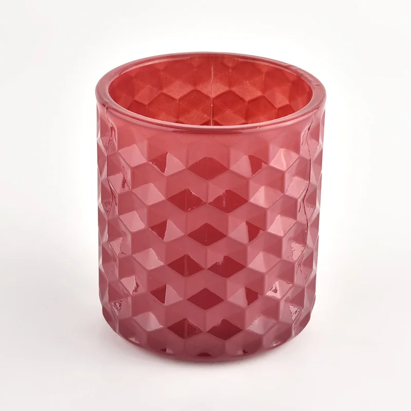 High Quality Red Color Luxury Glass Candle Jars For Wholesale