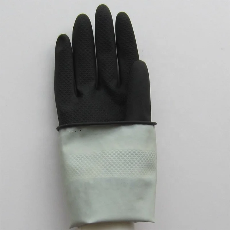 PPE gloves Black Industrial Latex Rubber Gloves man using gloves