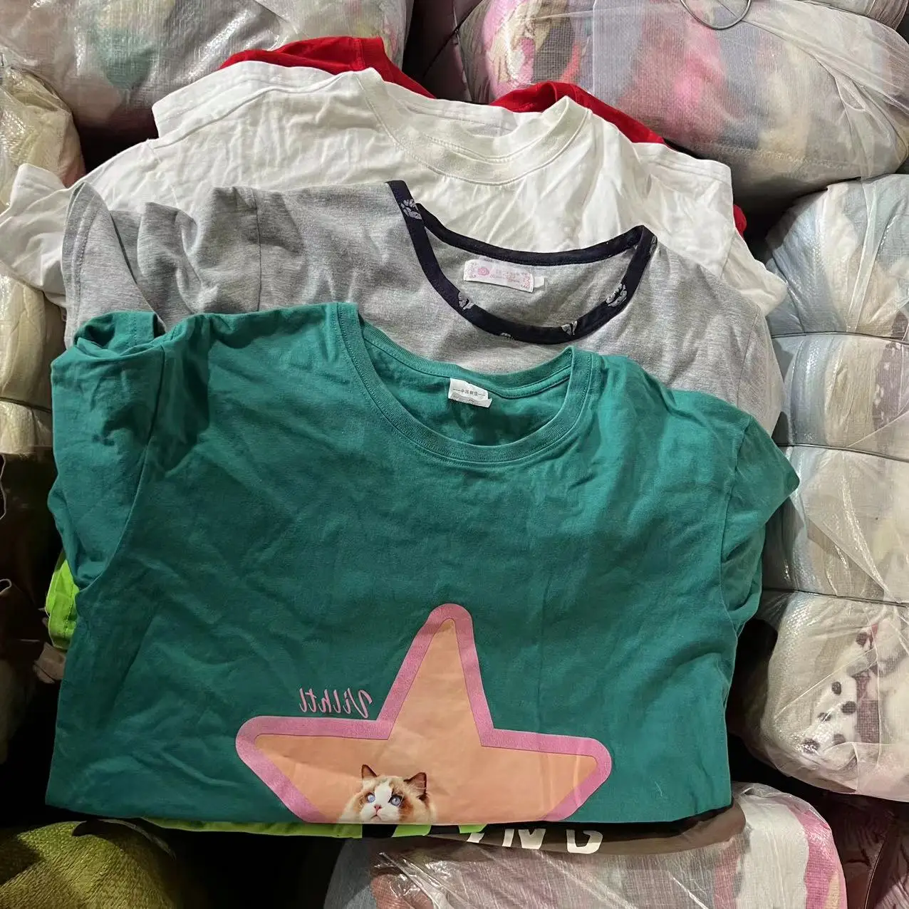 C08 used women summer T-shirt second hand ladies T shirt, Used brand clothes in bulk Cheap wholesale luxury