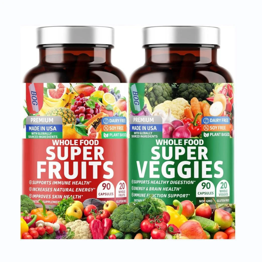 OEM/ODM Sugar Free Fruits and Veggies Gummies Energy Support with Superfood Fruit and Vegetable Gluten-Free Supplement Chews