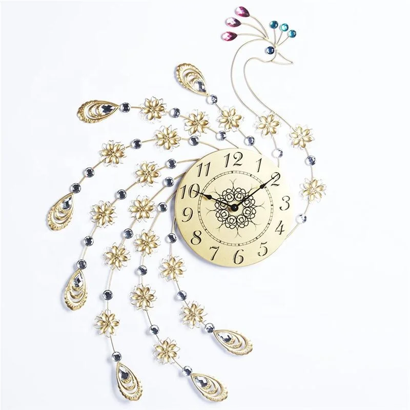 High Quality Fashion Home Decoration Metal Crafts Luxury Gold Wall Clock Decoration Living Room Wall