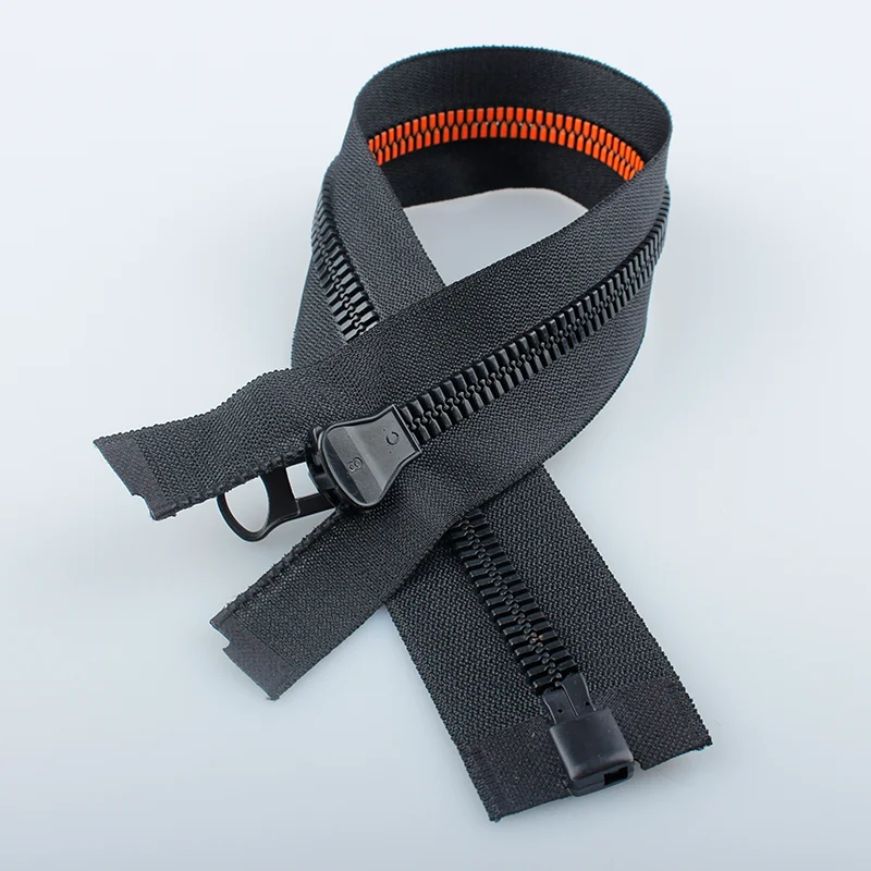 
2021 3# 5# 15cm black colored resin teeth long chain in rolls plastic bag garment autolock custom wholesale resin zipper 