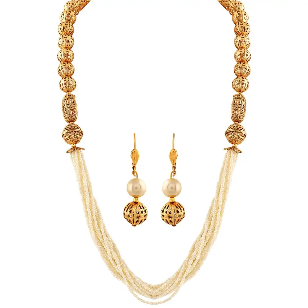 Wholesale Indian Hushab Creation Incredible Peacock Shape High Gold Plated Red Green Stone Matinee Style Necklace Set For Women