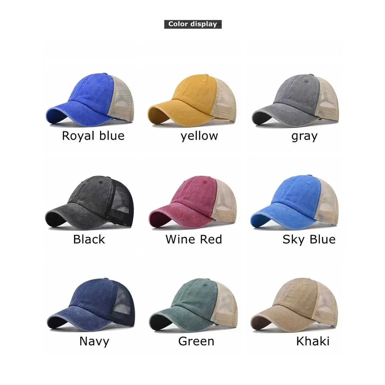 Fashion Vintage Washed Baseball Caps Breathable Hole Mesh Snapback Sports Baseball Cap