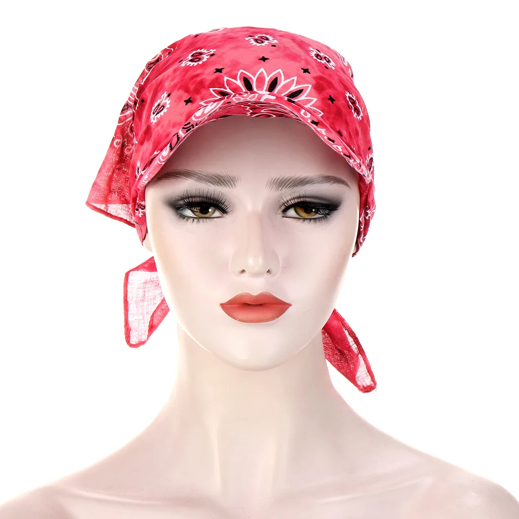 Amazon Europe and the United States summer new candy color outdoor sunscreen with brim printed headscarf
