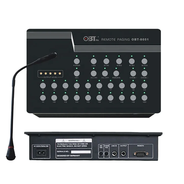 Public Address Digital Remote Control 10 Channel Zones PA System Paging Microphone for OBT-8051
