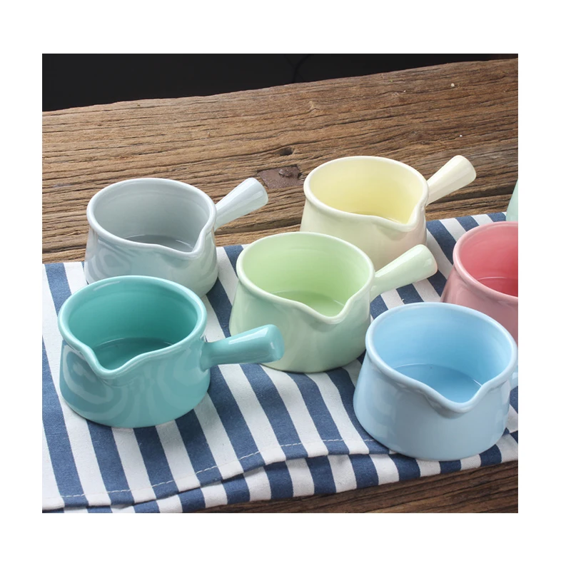Wholesale Customized LOGO Small Milk Cup Western Irregular Ceramic with Handle Milk Pot
