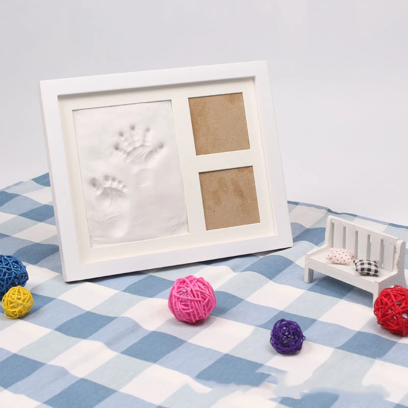 High quality Hot Child gifts 8x10 white baby handprint and footprint impression casting deep shadow box display picture frame