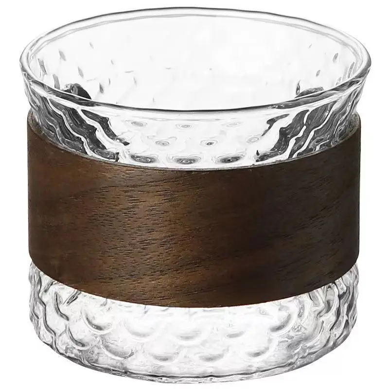 Wholesale Eco Friendly 5oz 150ml Transparent Home Office Drinking Water Coffee Tea Glass Cup with Heat insulation ring