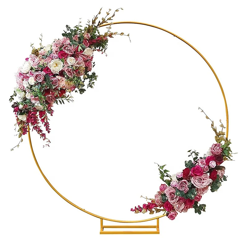 Round Arch Backdrop Metal Wrought Wedding Arch Background Flower Balloon Background For Outdoor Lawn Decor Frame Backdrop Stand