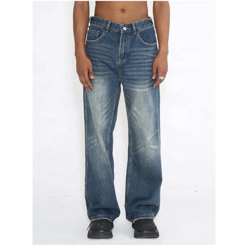 Прямые винтажные мужские джинсы с застежкой-молнией