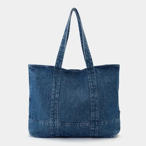 Custom Logo Large Capacity Fashionable High Quality Durable Denim Tote Bag