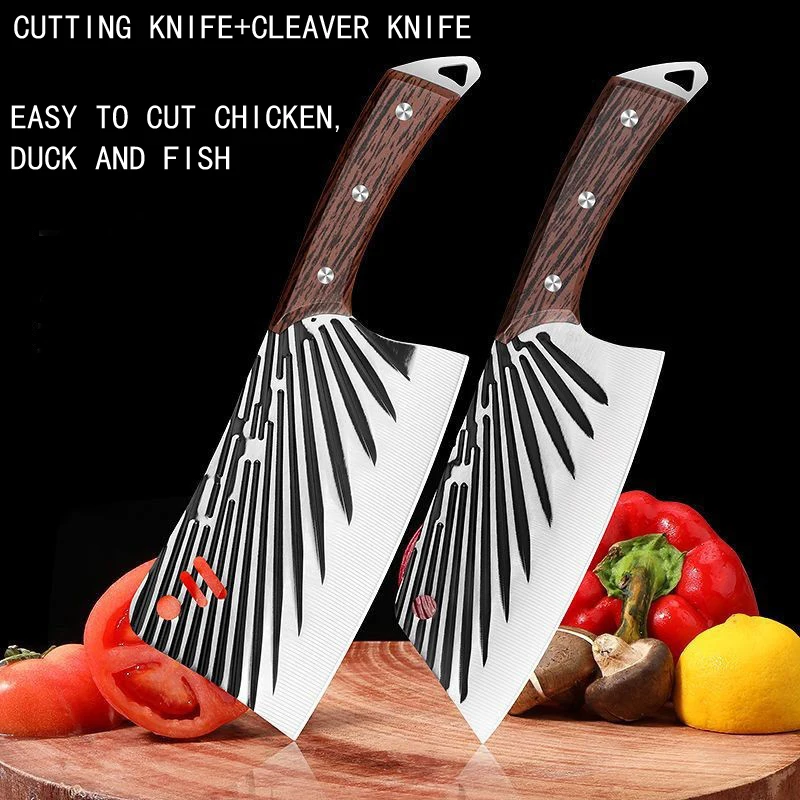 Yangjiang factory 7 inch cleaver knife/cutting knife 2pcs knife set easy to cut chicken duck fish