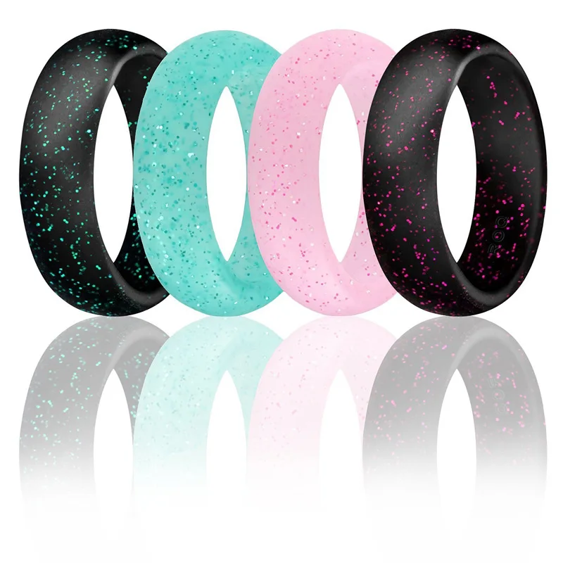Wholesale custom sport rubber silicon rings wedding bands black men silicone wedding ring for men women