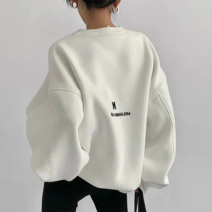 Black crew neck sweater 500gsm 100 % cotton oversized crewneck hoodies embroidery white heavyweight sweatshirt women heavy hoody