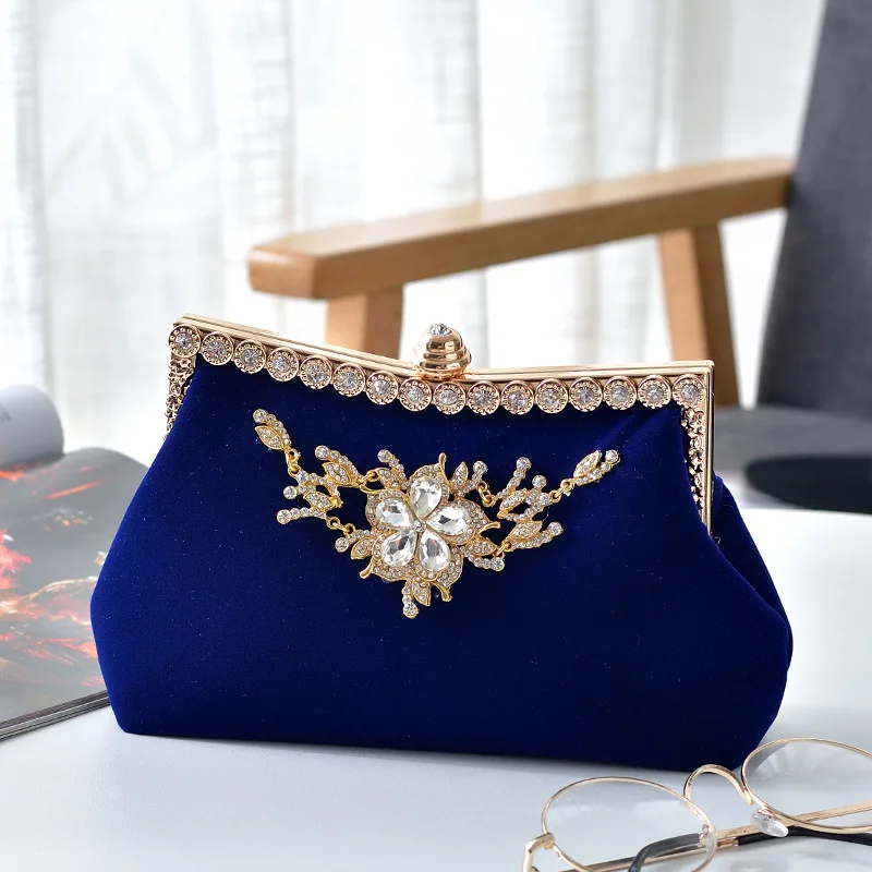 Vintage Chinese Style Satin Diamond Evening Bags Clutch Women Handbags Luxury Fashion 2020