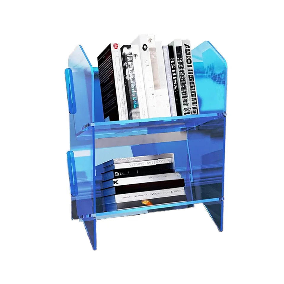 Новый дизайн сине-оранжевая настольная книжная полка органайзер для хранения акриловых стеллажей